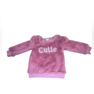 Laughing Llama “cutie” pink  Faux Fur sweatshirt 24 months (k217)